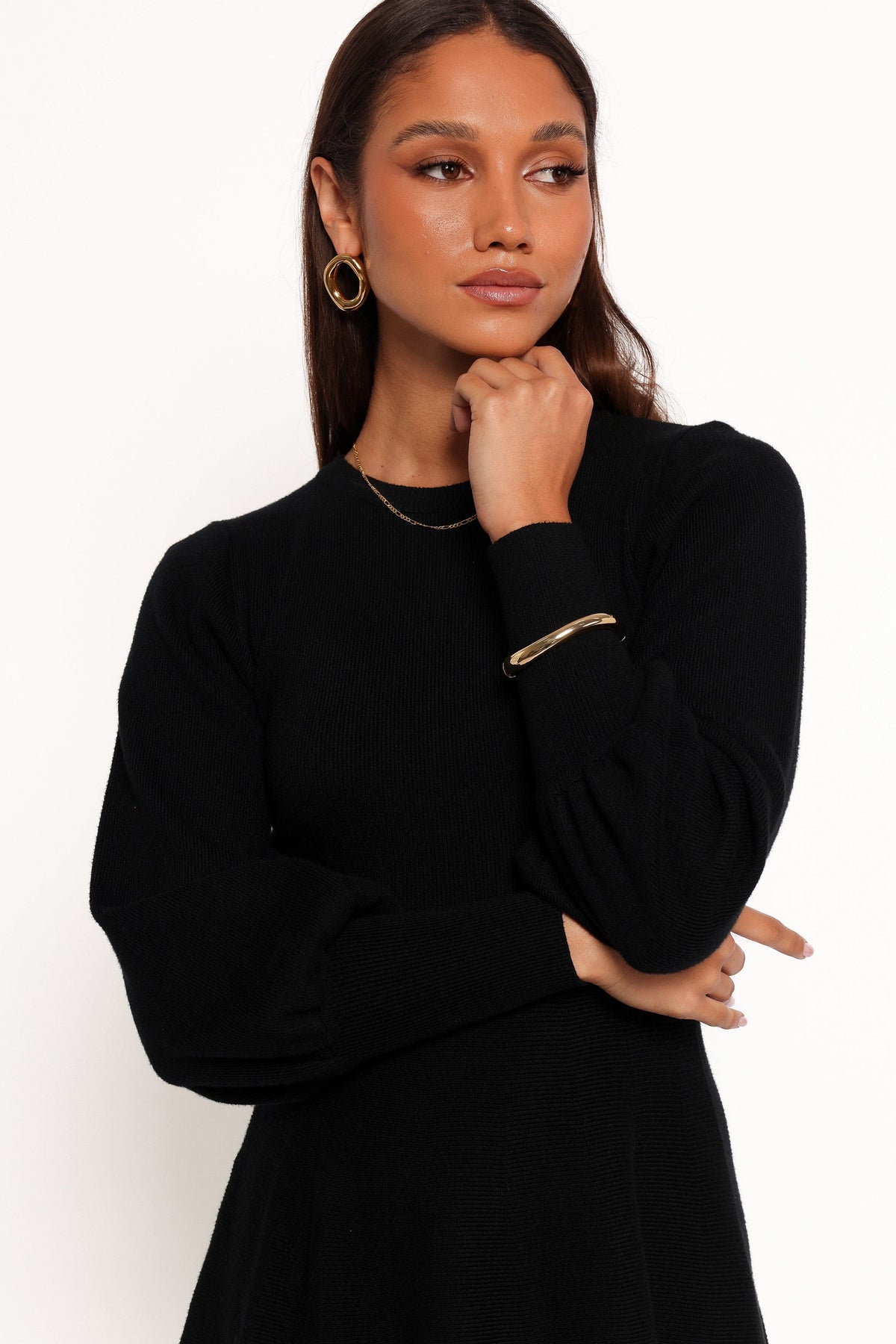 Gigi Long Sleeve Mini Dress in Black – view 2 of 7