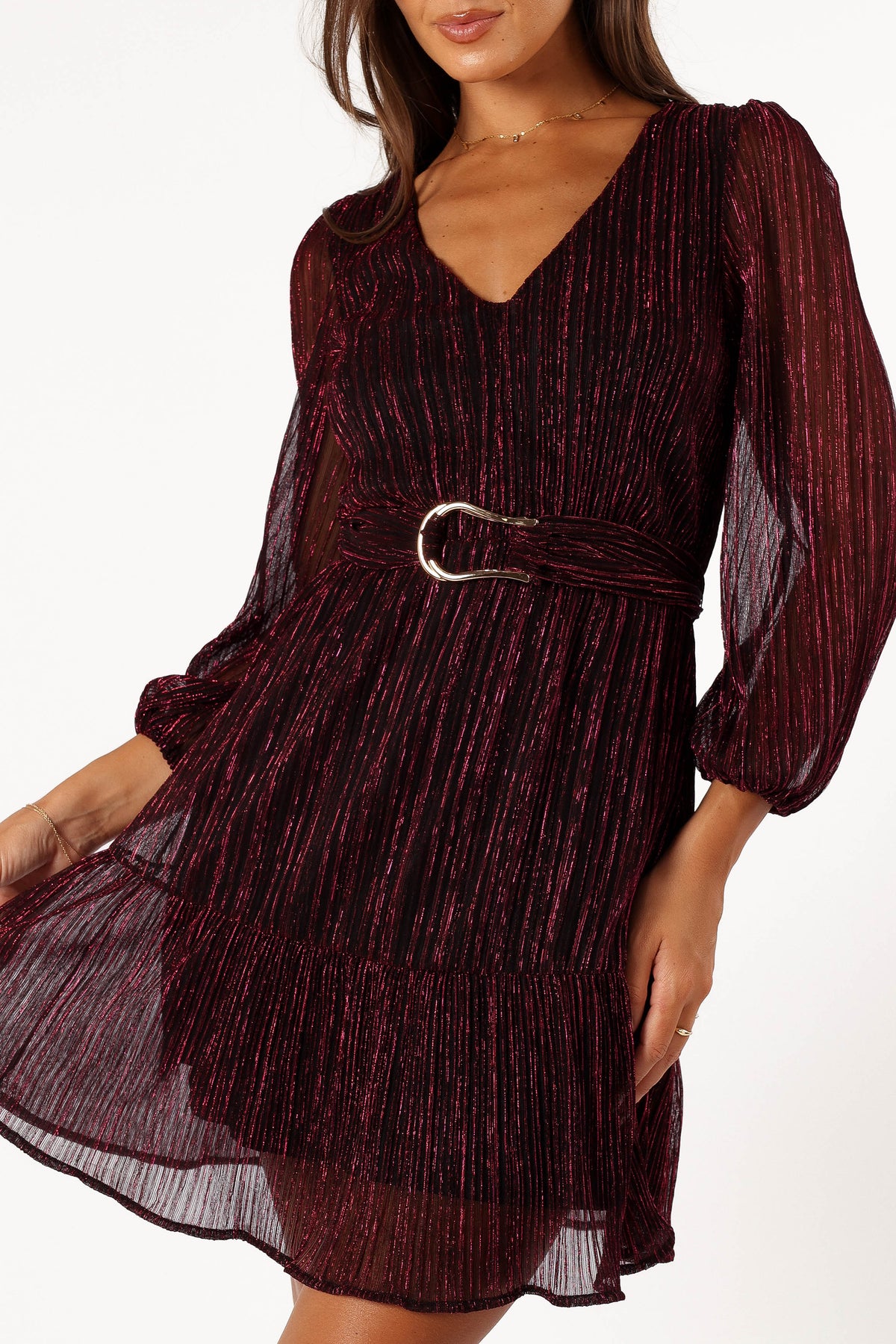 Glimmer Long Sleeve Mini Dress in Pink – view 2 of 7