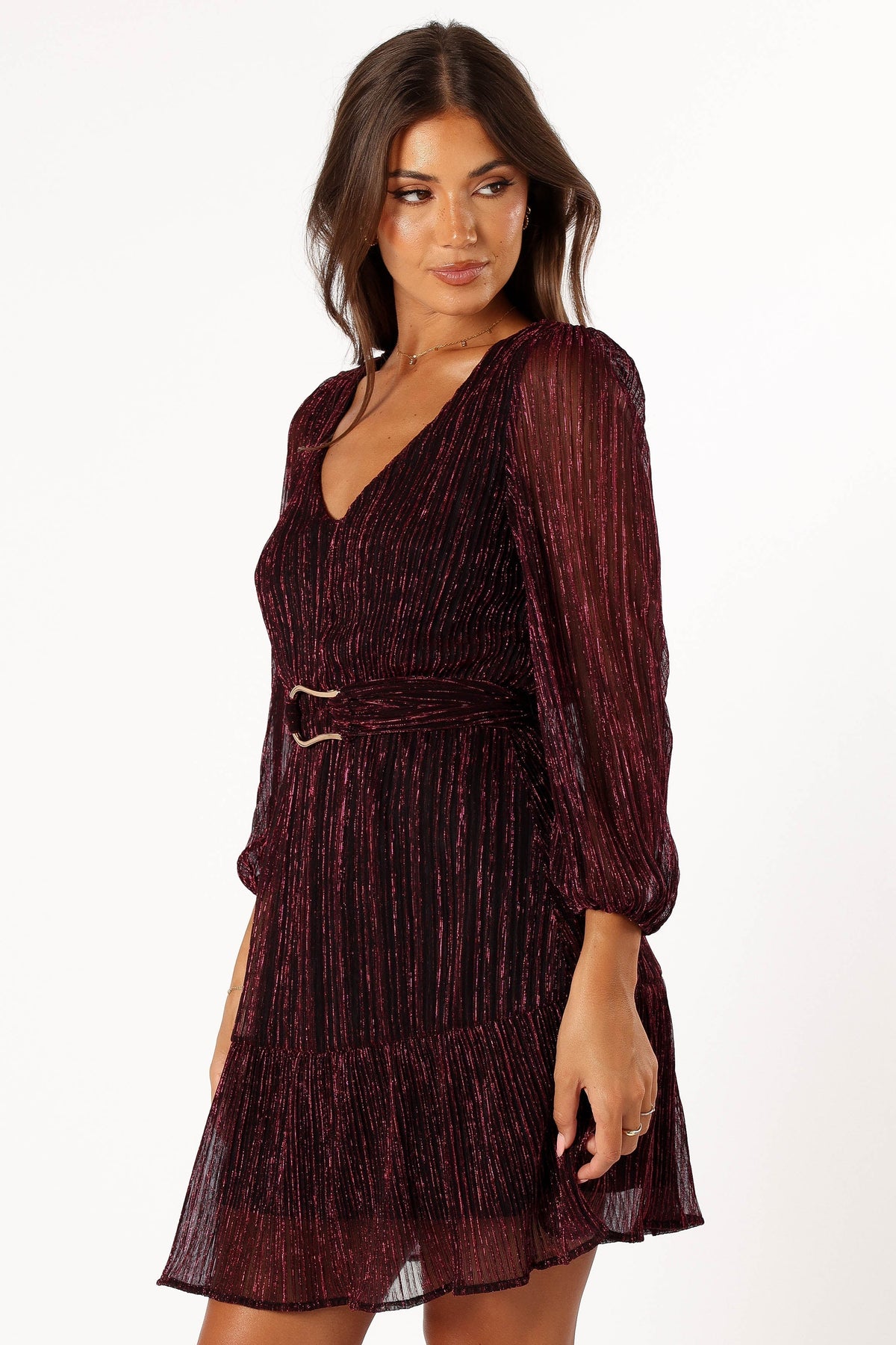Glimmer Long Sleeve Mini Dress in Pink – view 3 of 7