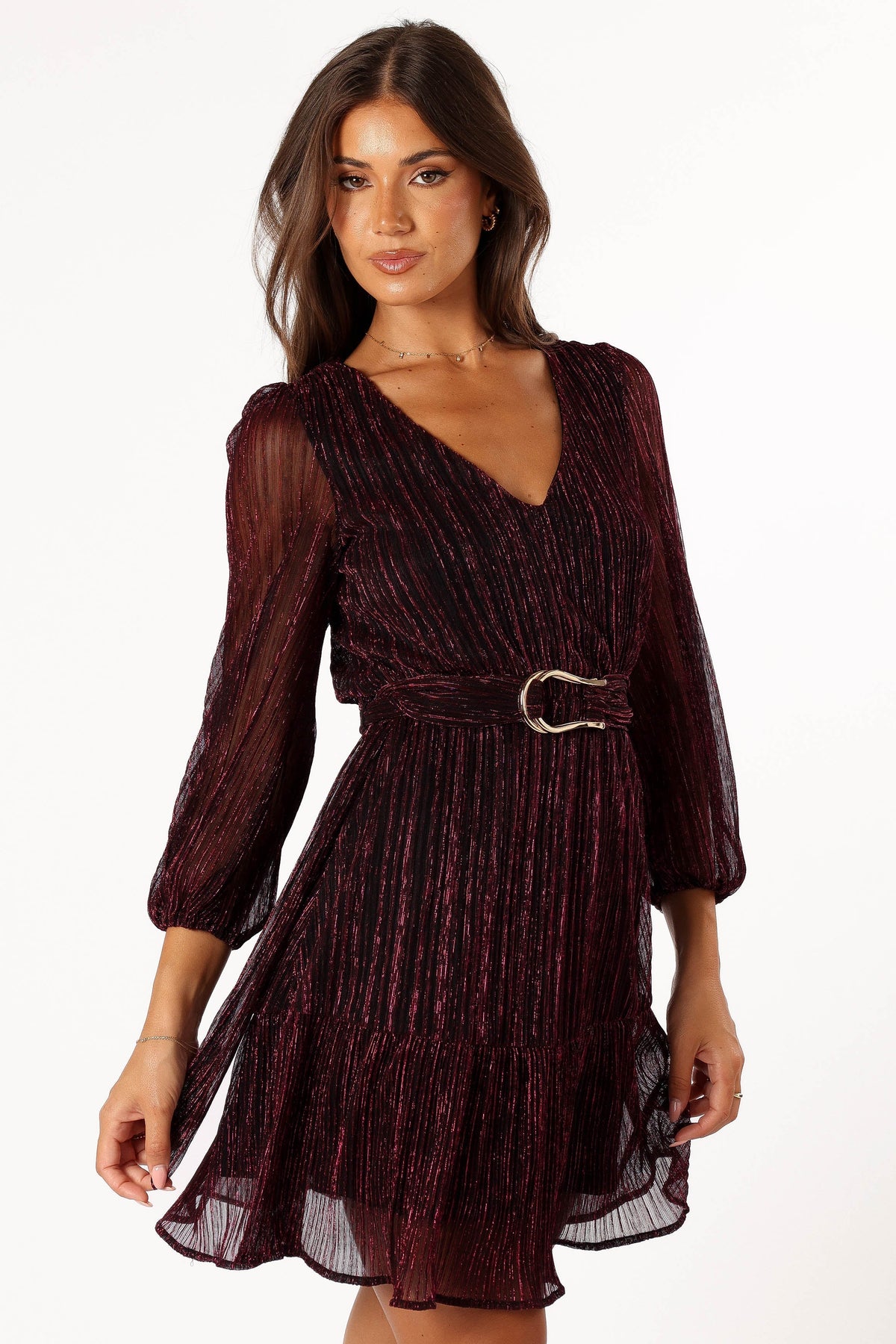 Glimmer Long Sleeve Mini Dress in Pink – view 5 of 7