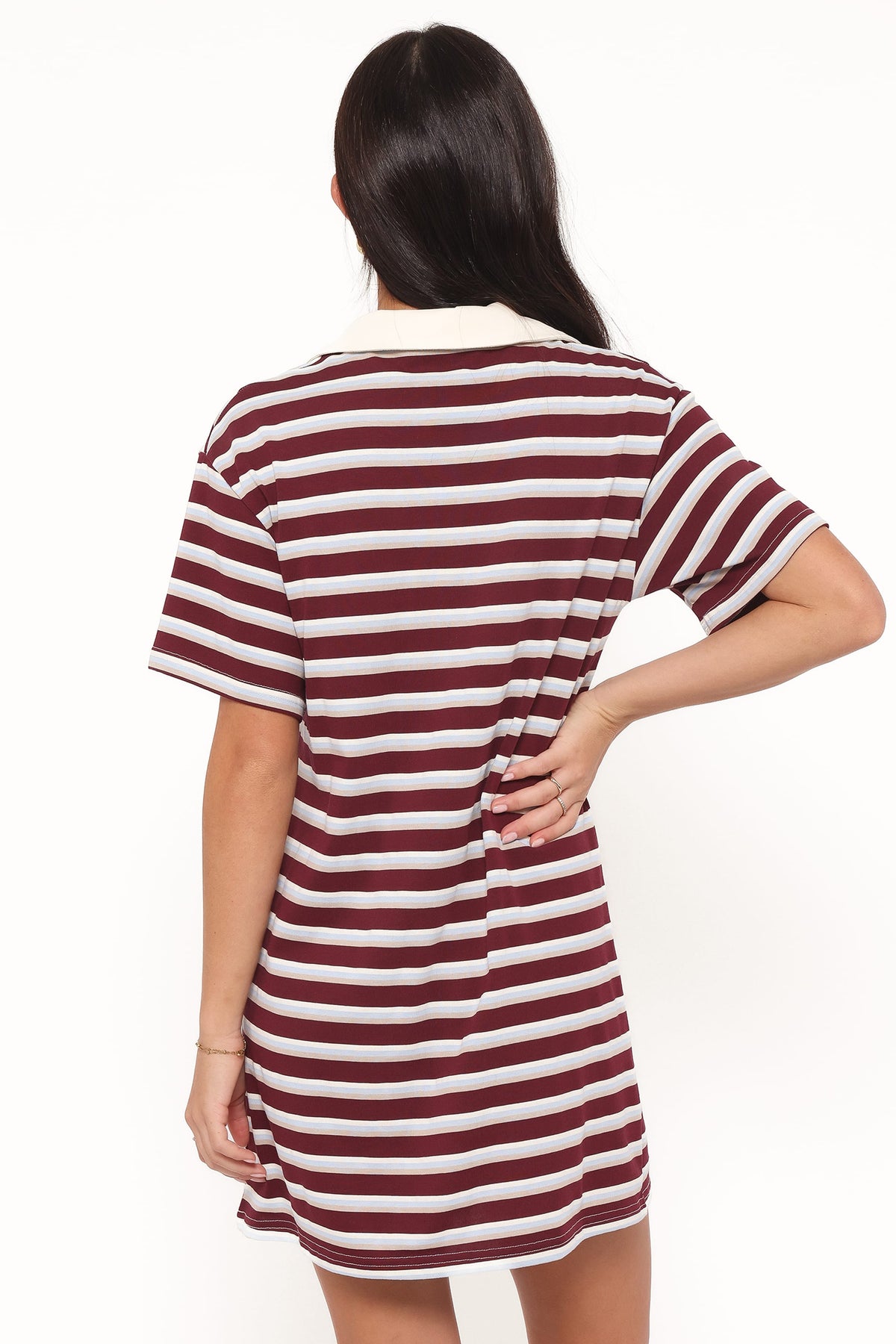 Gordie Mini Dress in Burgundy Stripe – view 5 of 8