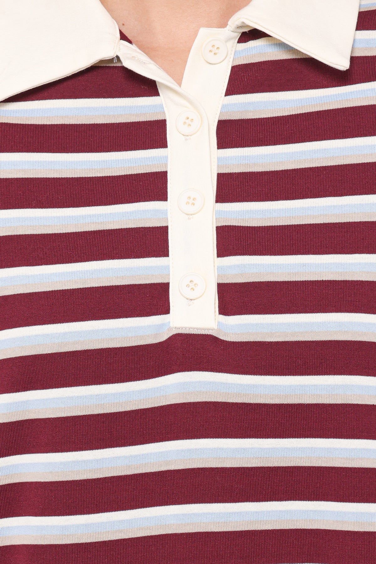 Gordie Mini Dress in Burgundy Stripe – view 7 of 8
