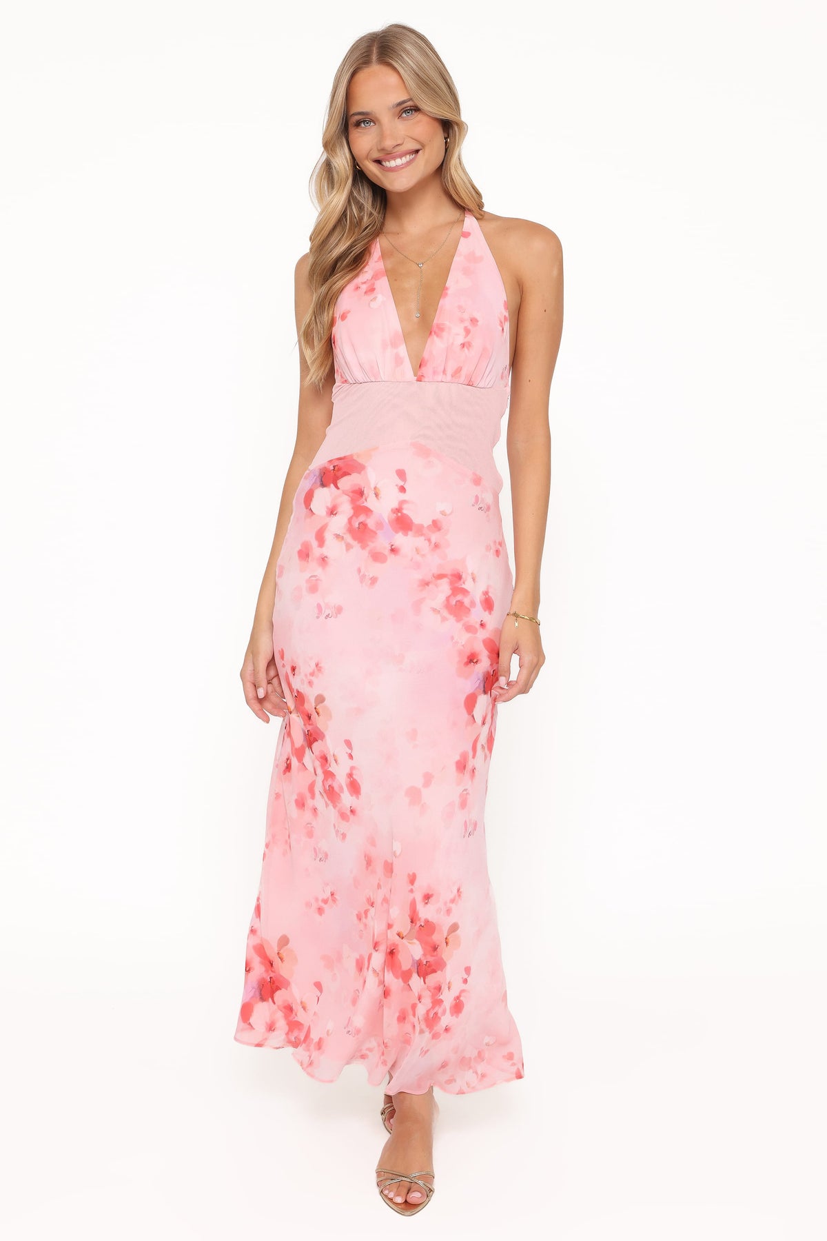Gwyneth Halterneck Maxi Dress in Pink Floral – view 2 of 7