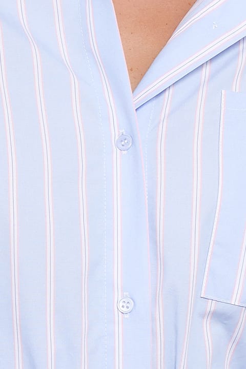 Harlan Long Sleeve Midi Dress in Blue Pink Stripe – view 8 of 9