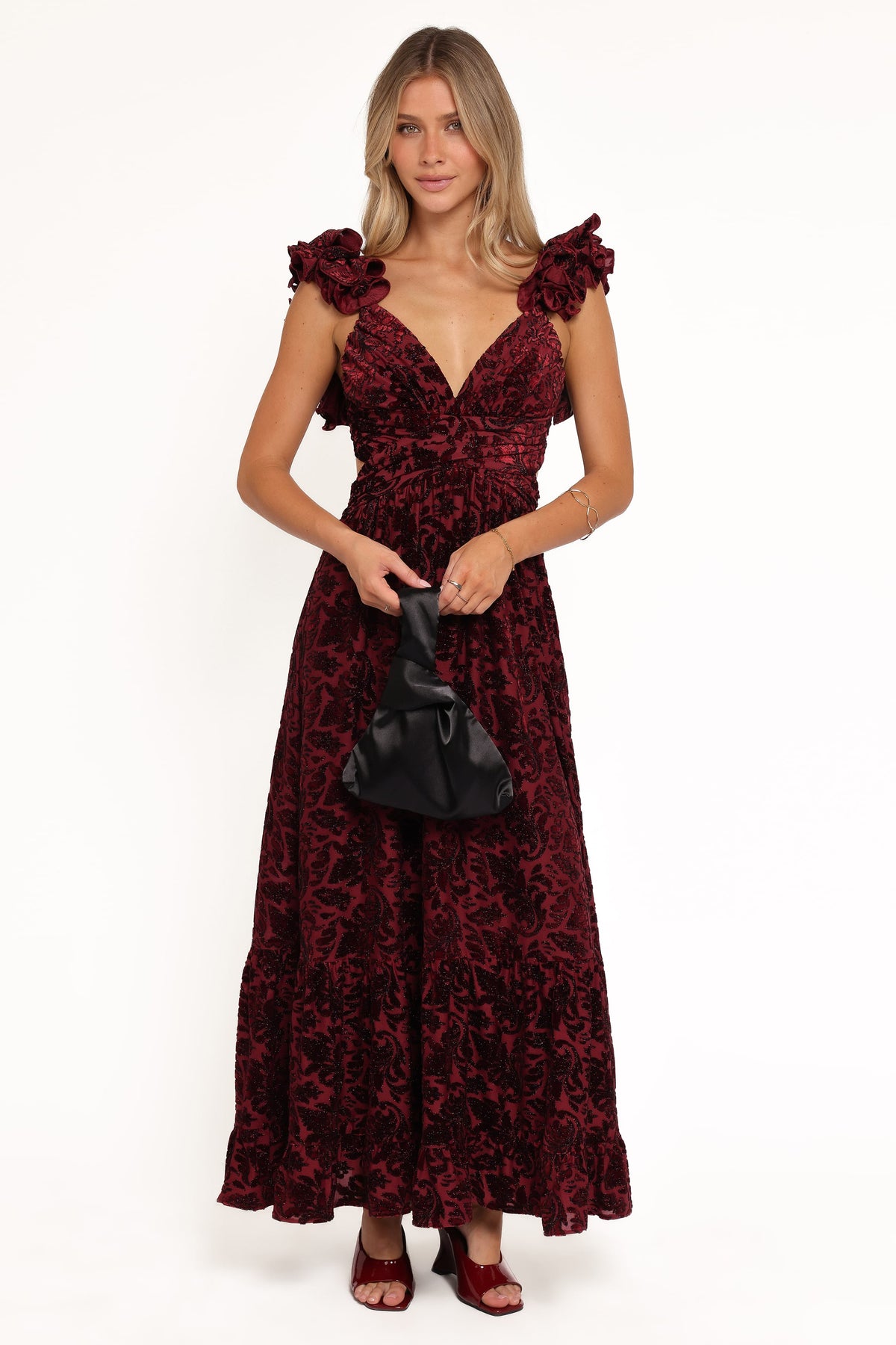Harmony Maxi Dress in Burgundy Metallic Floral – view 1 of 6