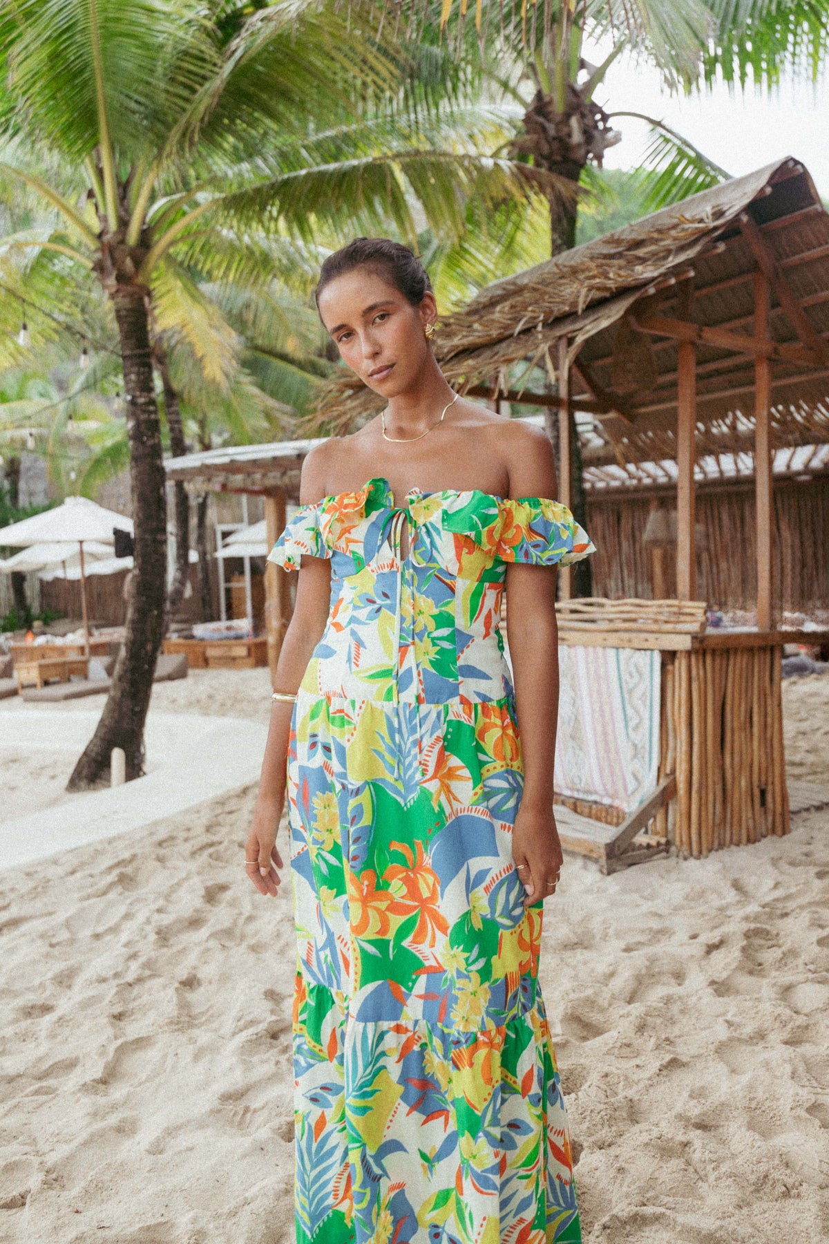 Harriet Off Shoulder Maxi Dress in Malta Print – view 1 of 8