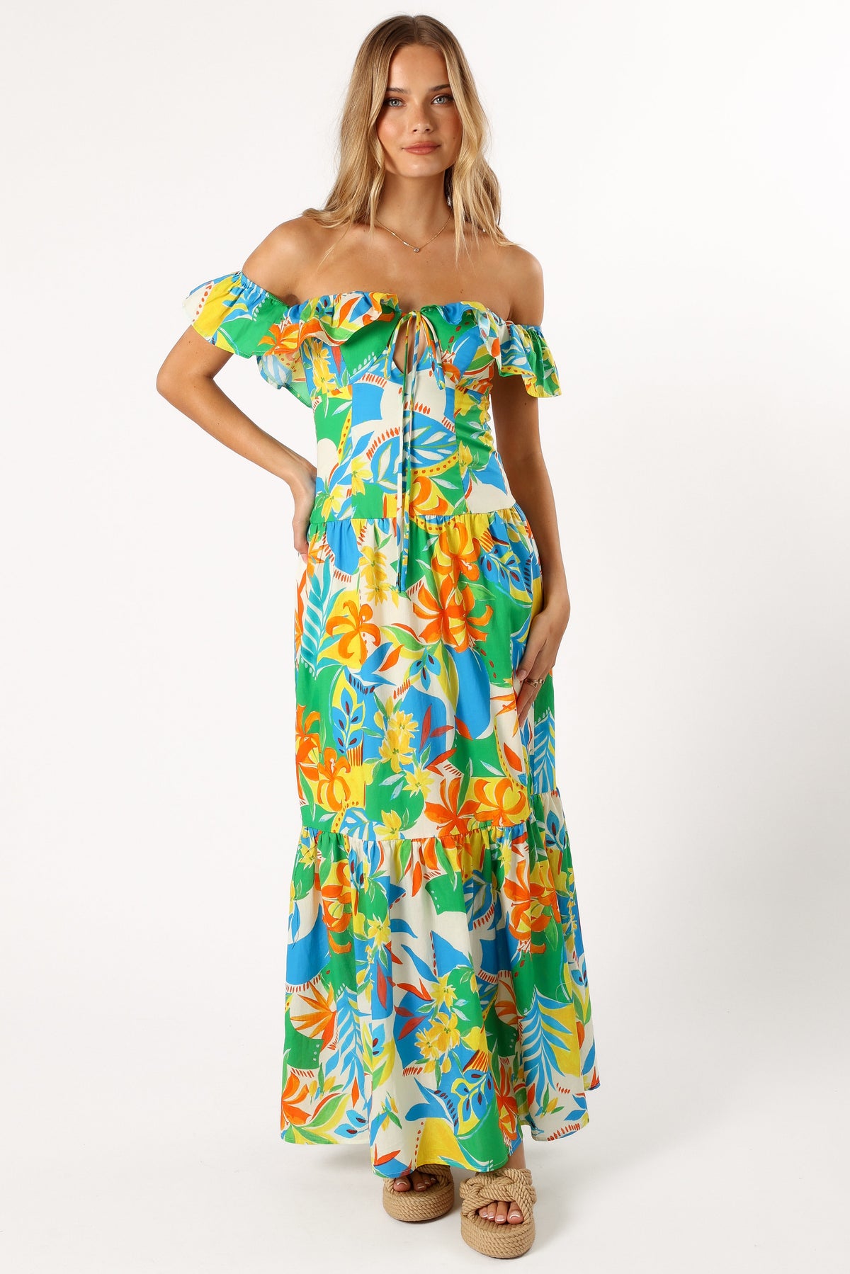 Harriet Off Shoulder Maxi Dress in Malta Print – view 2 of 8