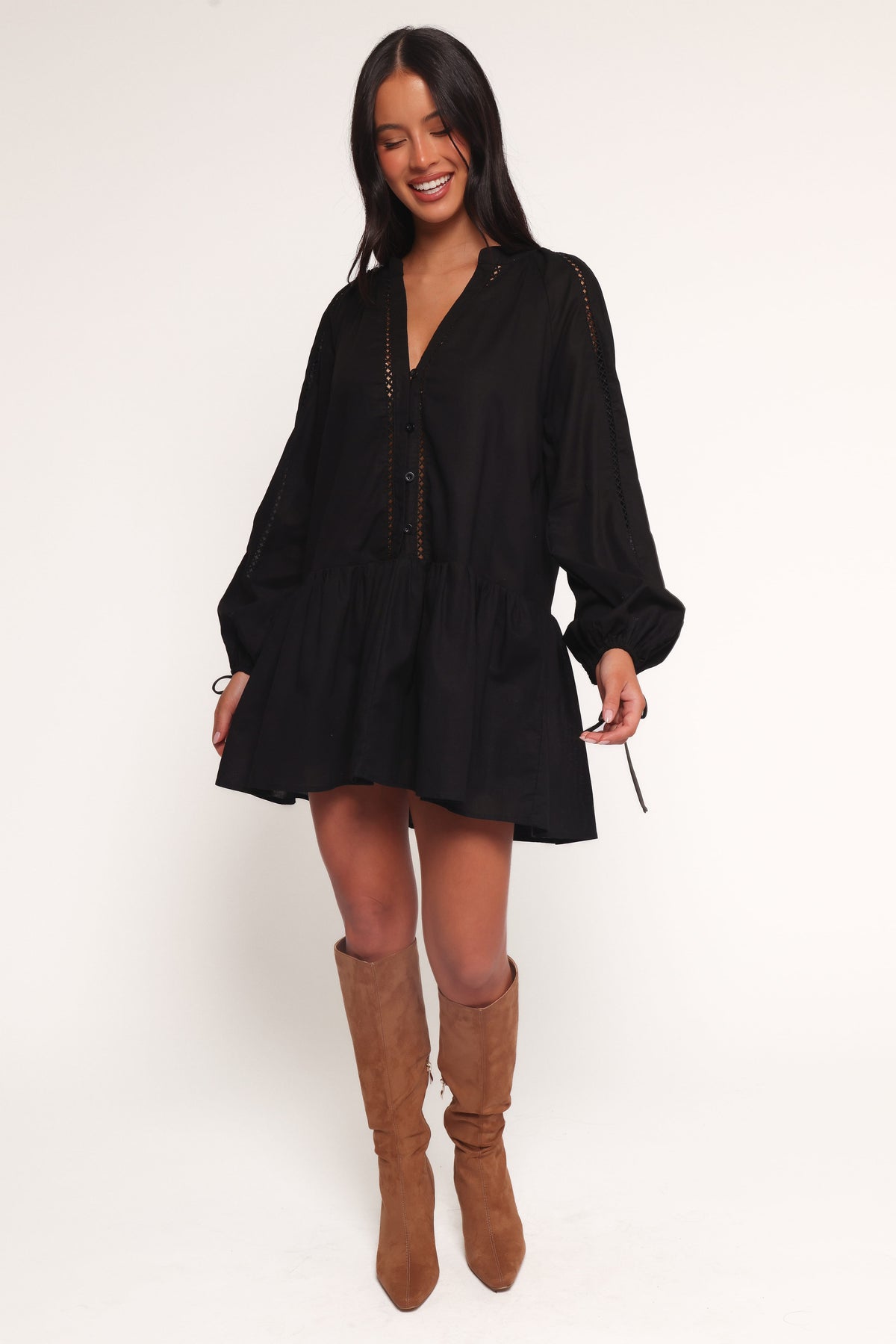 Hart Long Sleeve Mini Dress in Black – view 2 of 6