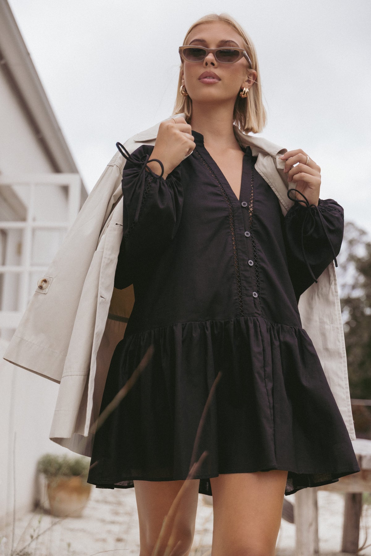 Hart Long Sleeve Mini Dress in Black – view 1 of 6