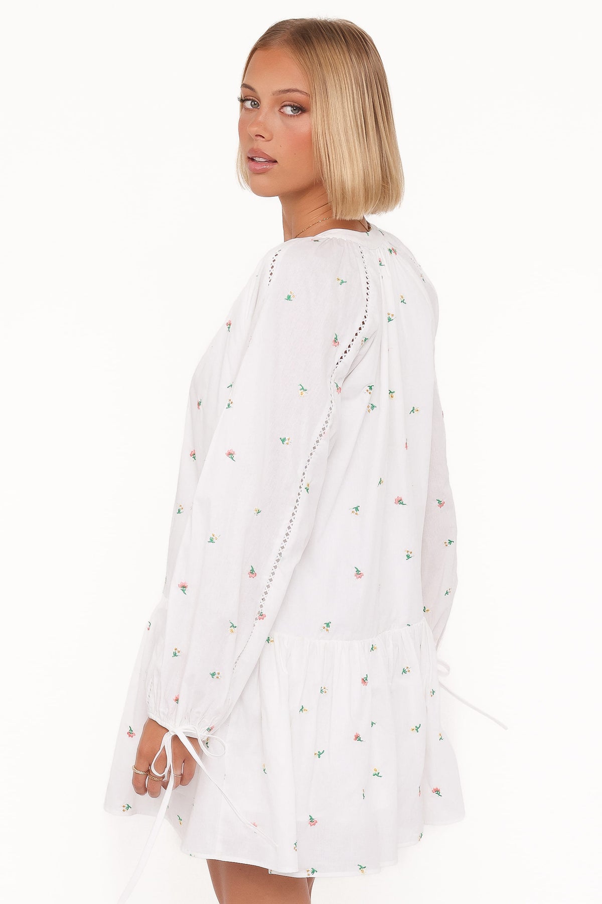 Hart Long Sleeve Mini Dress in White Floral – view 5 of 8