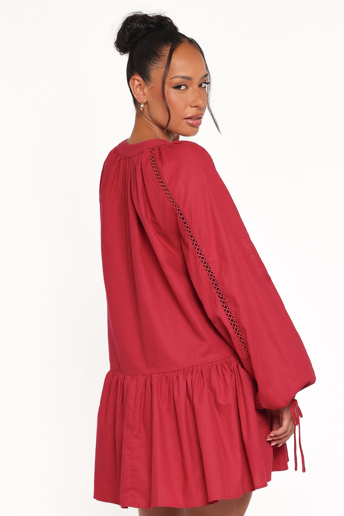 Hart Long Sleeve Mini Dress in Wine – view 4 of 7