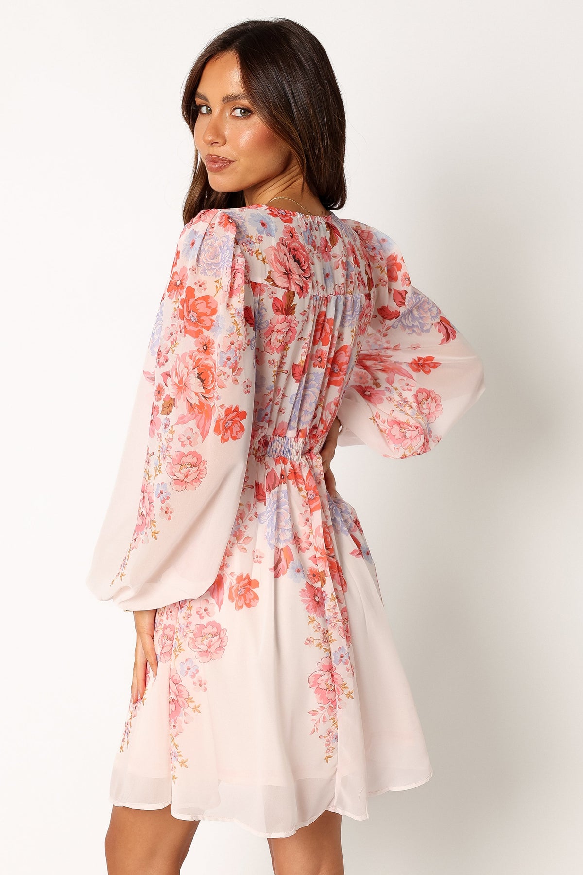 Hattie Long Sleeve Mini Dress in Pink Floral – view 3 of 6