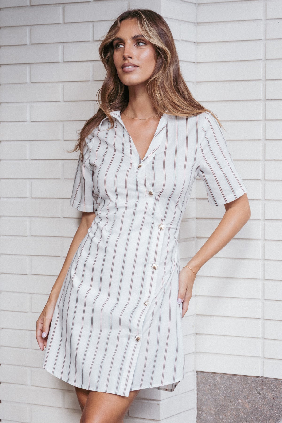 Hayes Mini Dress in Blue Stripe – view 1 of 9