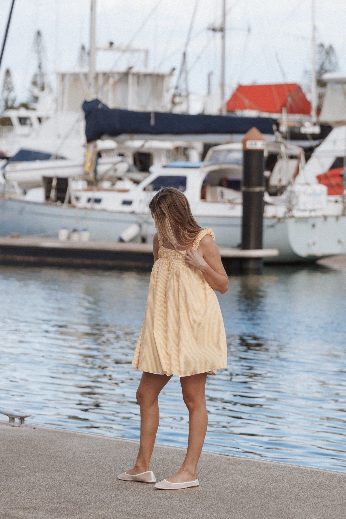 Helia Mini Dress in Mango Stripe – view 8 of 8