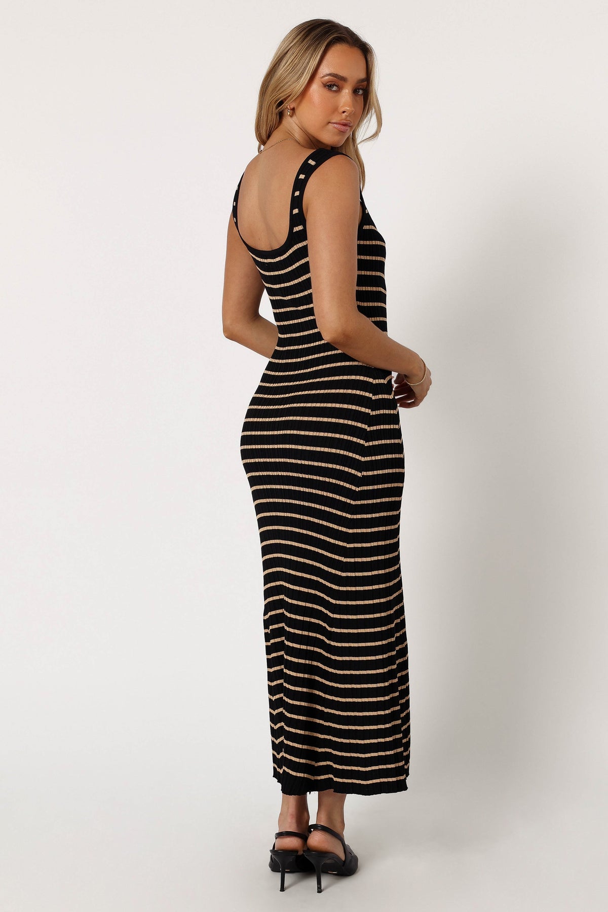 Henry Striped Midi Dress in Black Beige – view 4 of 6