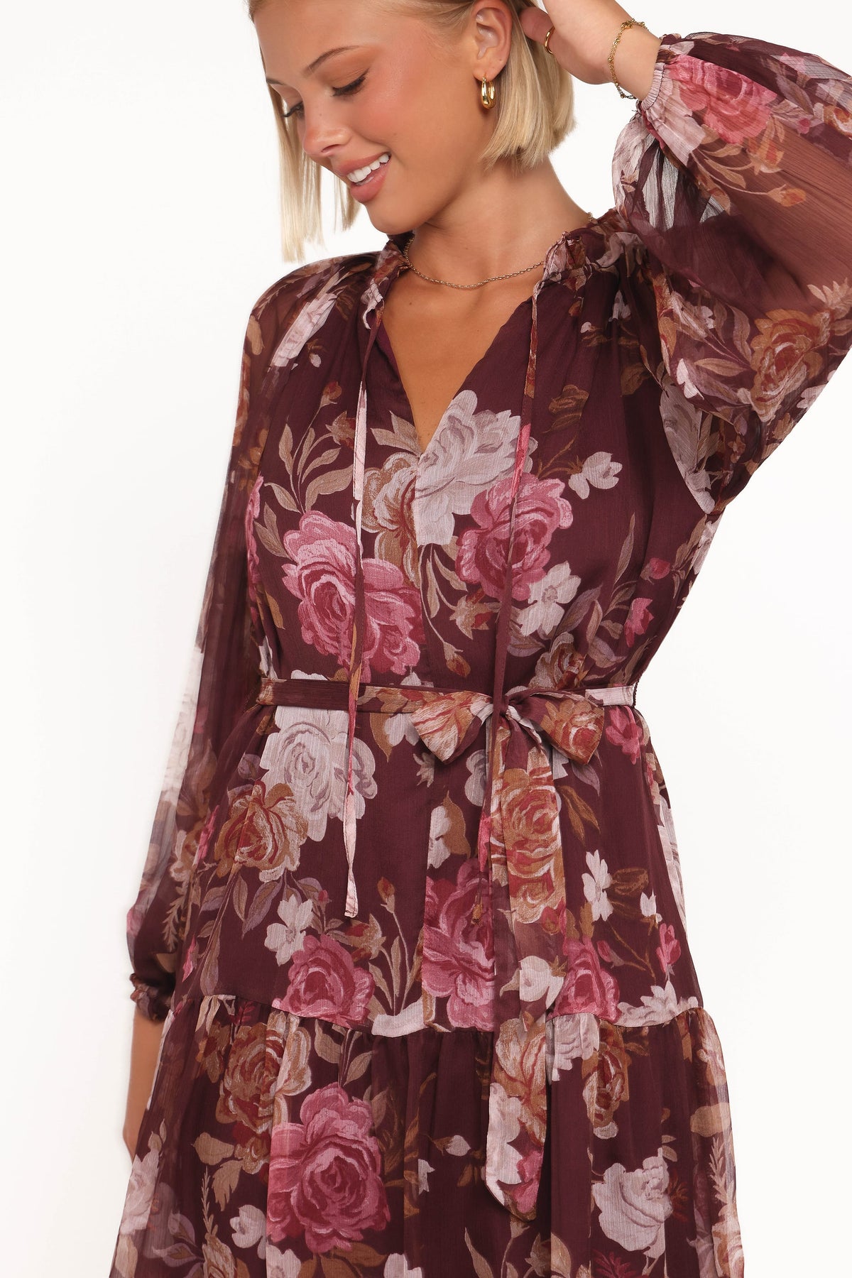 Hensely Mini Dress in Burgundy Brandy Bloom – view 2 of 6