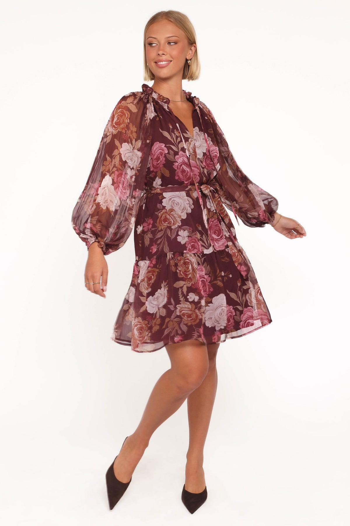 Hensely Mini Dress in Burgundy Brandy Bloom – view 5 of 6