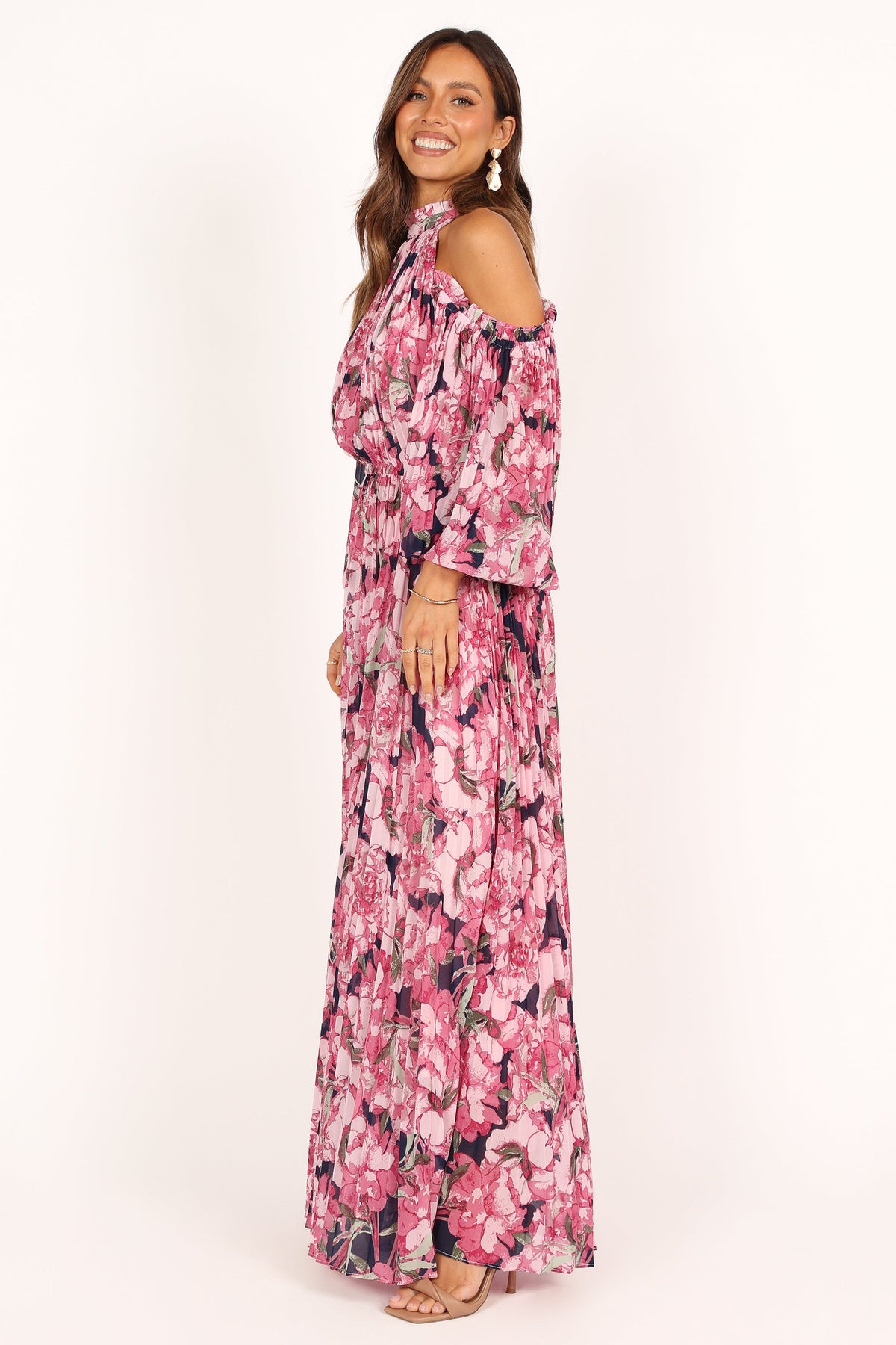 Hilary Pleated Maxi Dress in Pink Floral – view 5 of 8