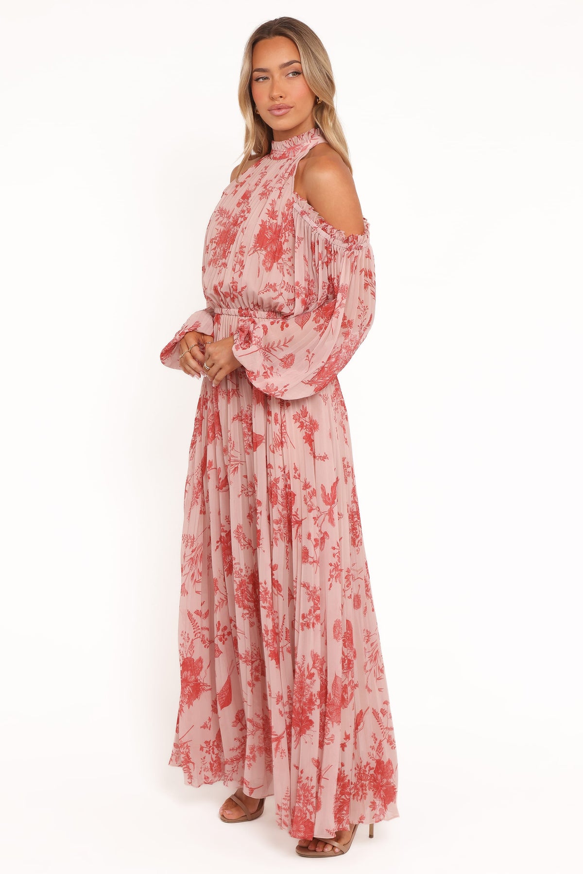 Hilary Pleated Maxi Dress in Red Floral – view 4 of 9