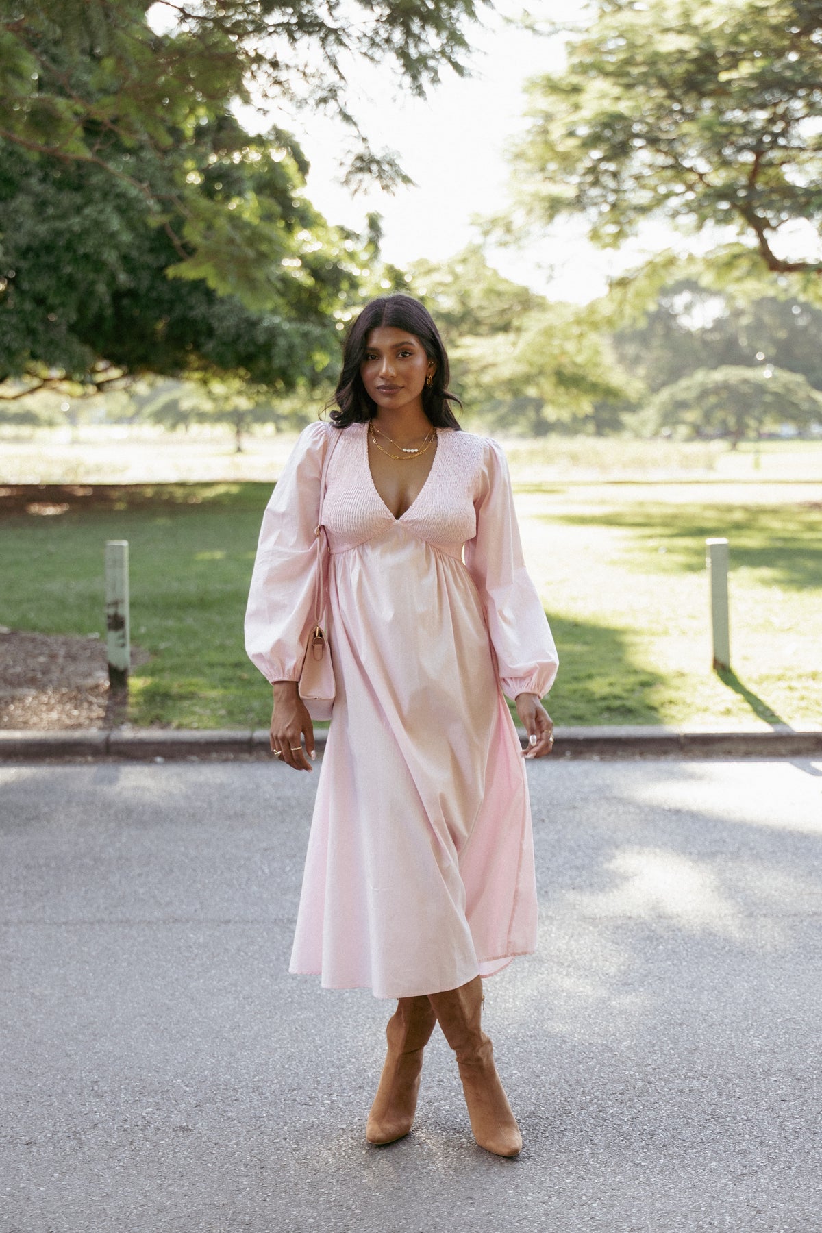 Ilyana Long Sleeve Maxi Dress in Pink – view 1 of 8