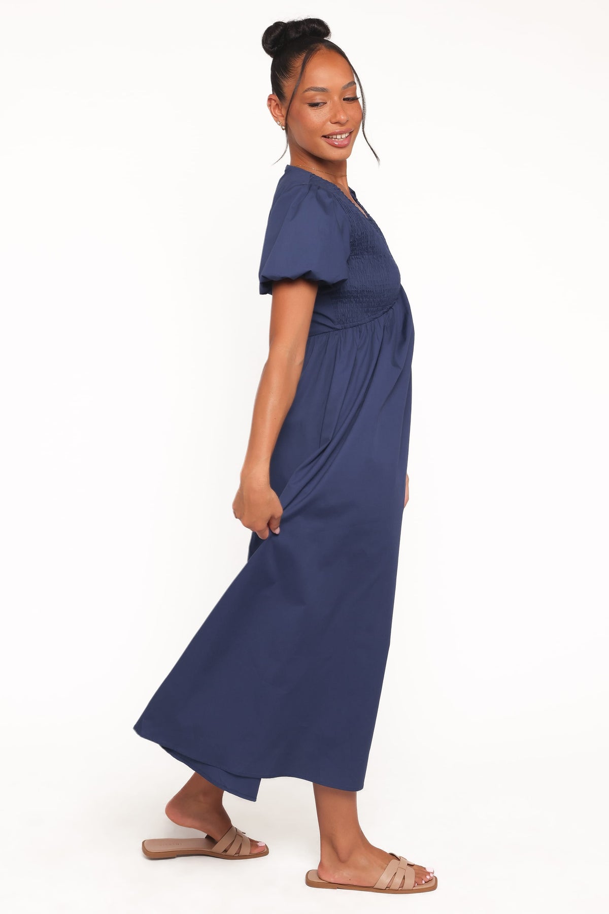 Ilyana Short Sleeve Maxi Dress in Navy – view 3 of 5