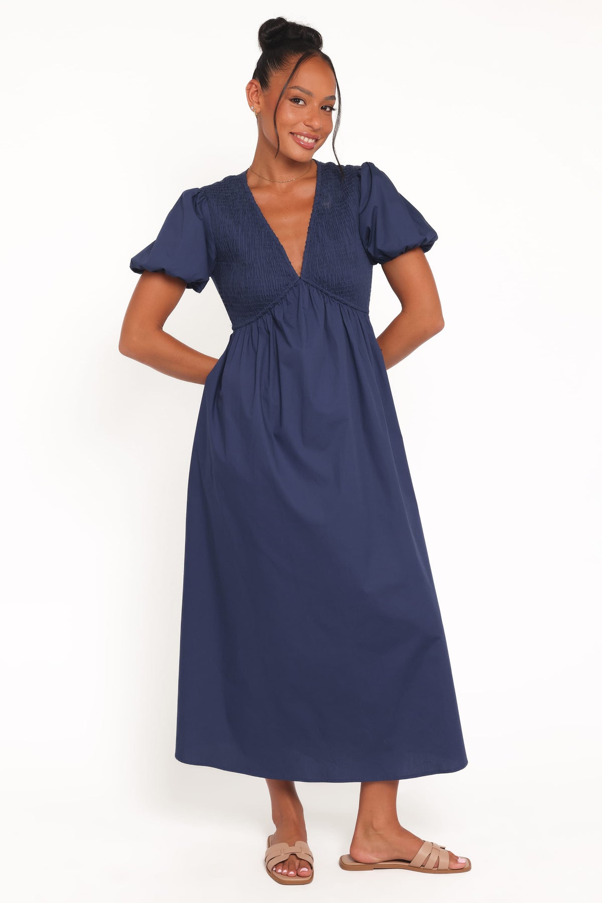 Ilyana Short Sleeve Maxi Dress in Navy – view 1 of 5