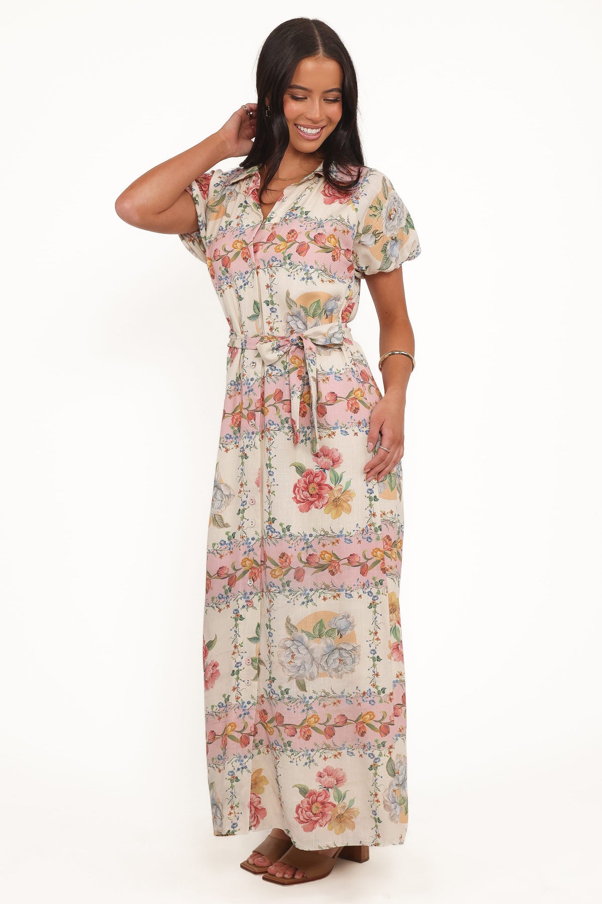 James Button Through Maxi Dress in Rose Tile – view 4 of 6
