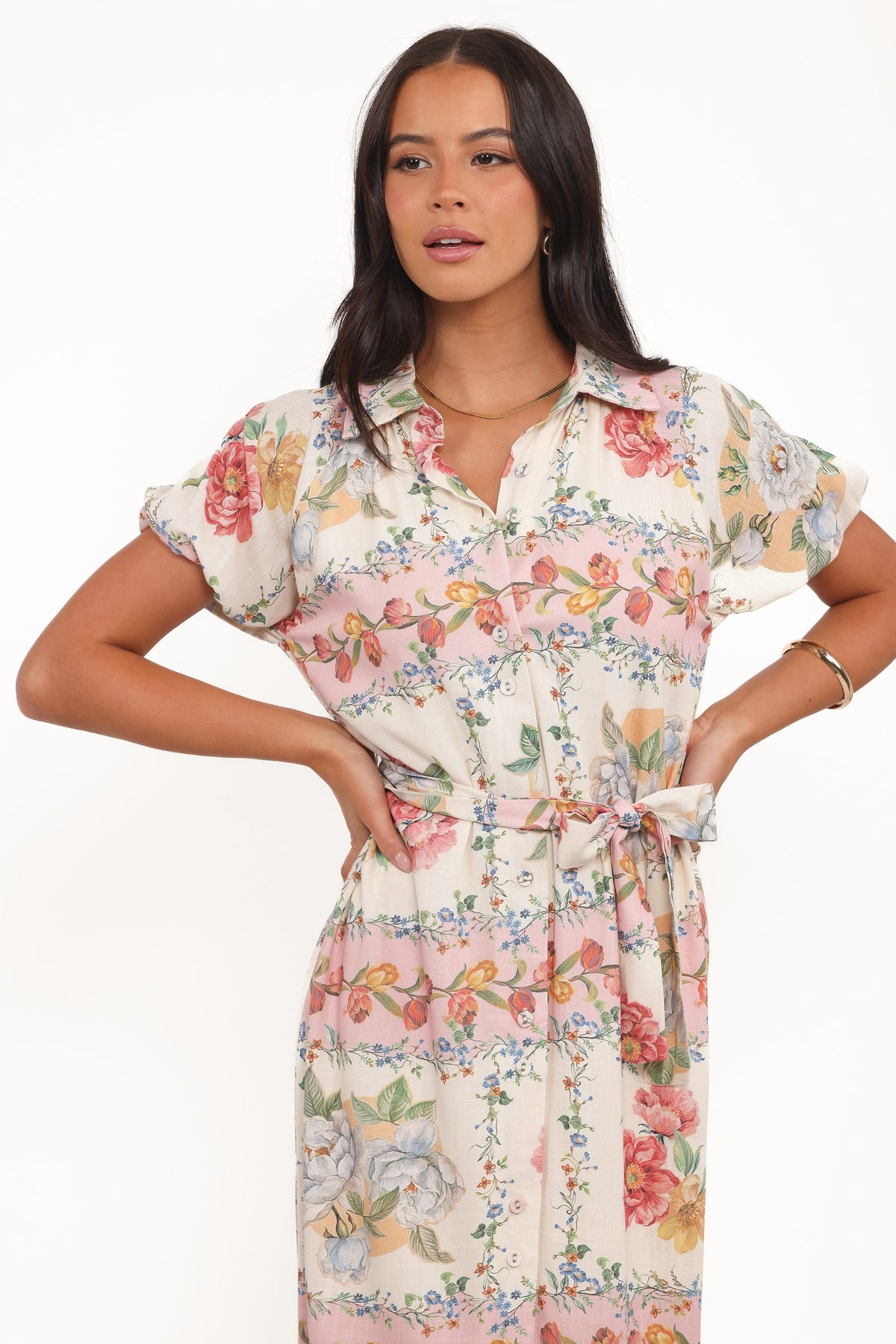 James Button Through Maxi Dress in Rose Tile – view 3 of 6