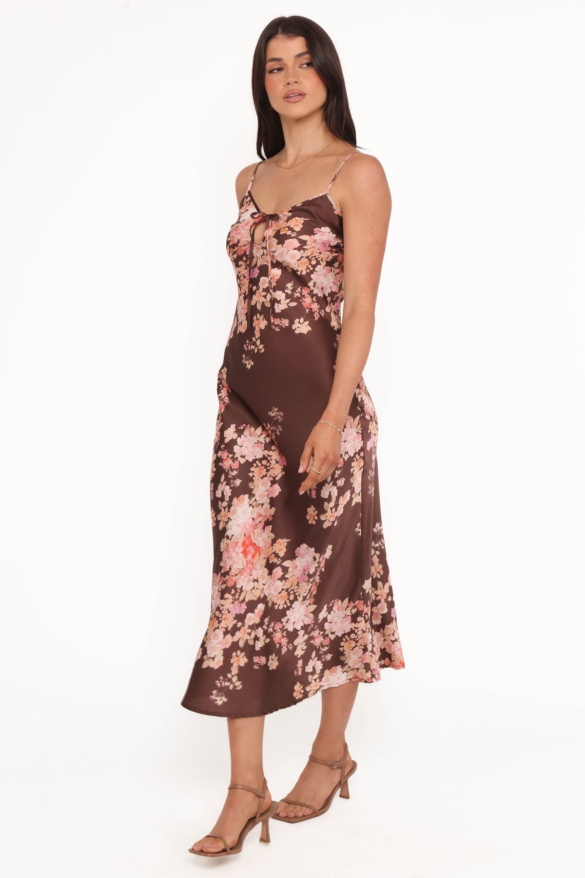 Jamila Midi Dress in Brown Floral – view 3 of 6