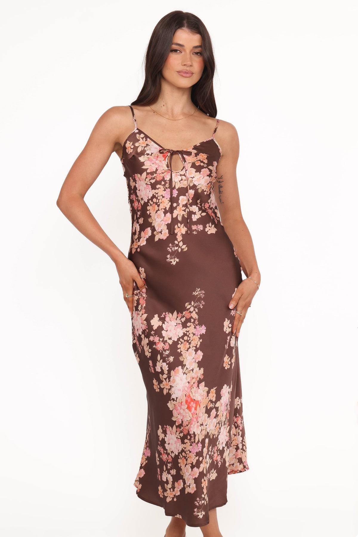 Jamila Midi Dress in Brown Floral – view 1 of 6