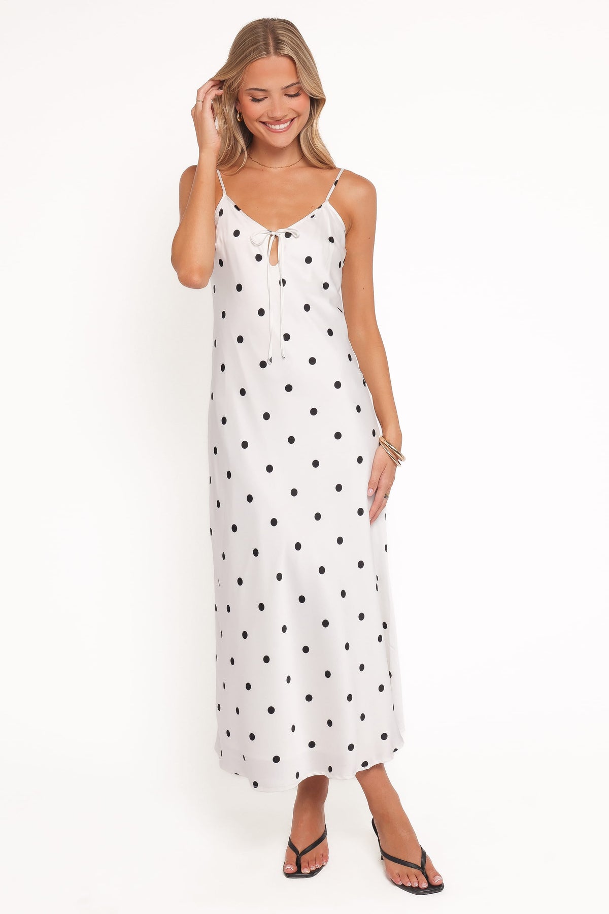 Jamila Midi Dress in White Polka Dot – view 1 of 6