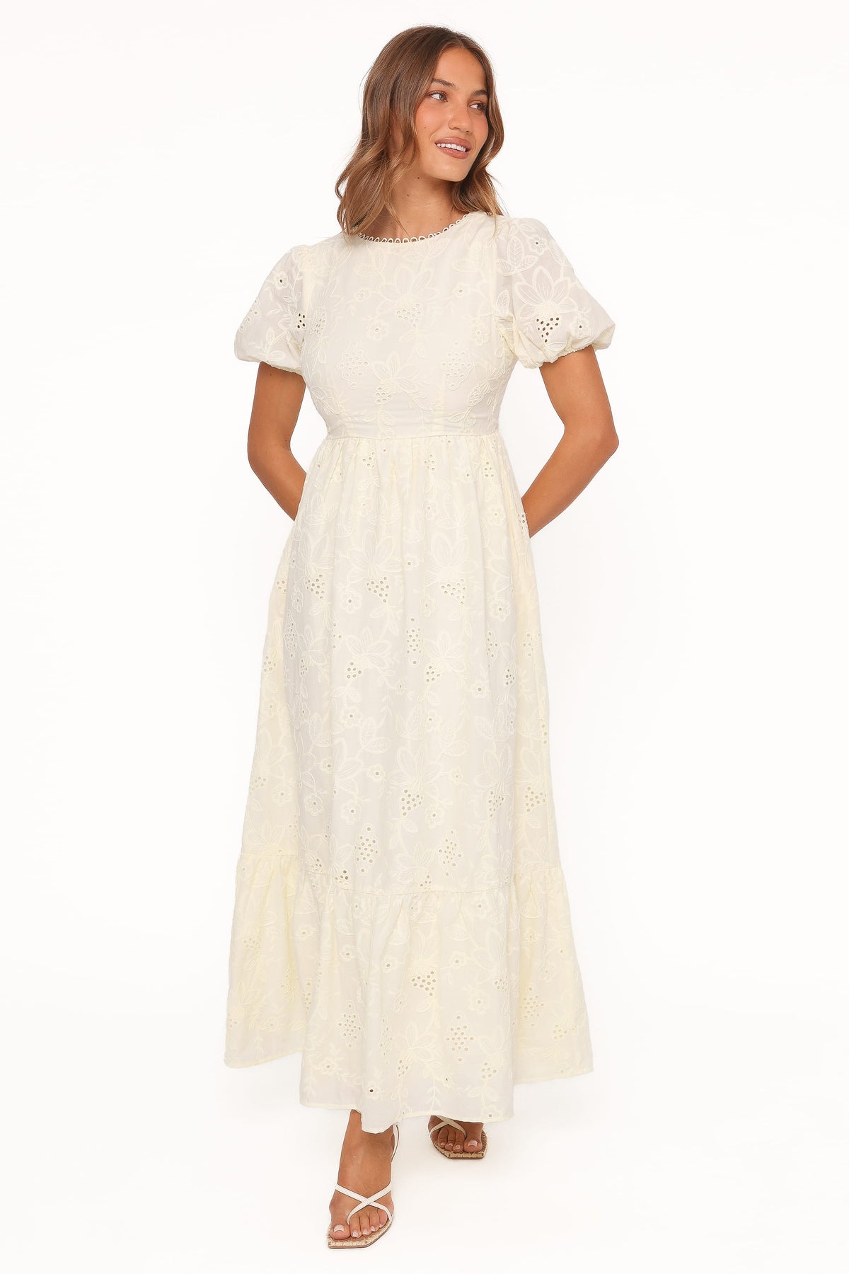 Janice Maxi Dress in Butter Yellow Broderie – view 2 of 7
