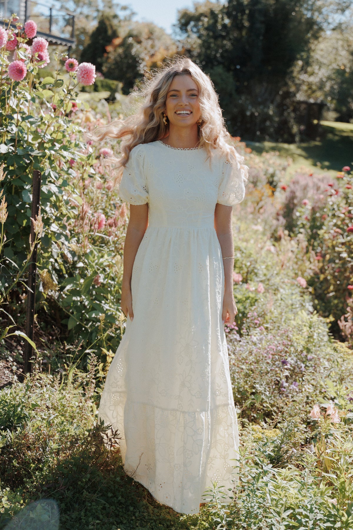 Janice Maxi Dress in Butter Yellow Broderie – view 1 of 7