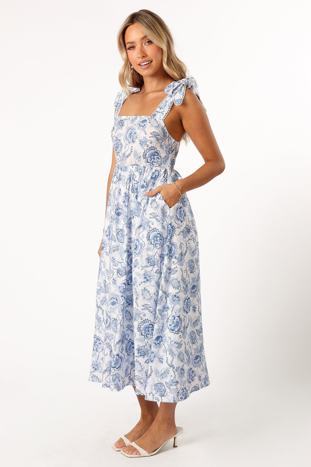 Janie Midi Dress in Blue Floral – view 3 of 6