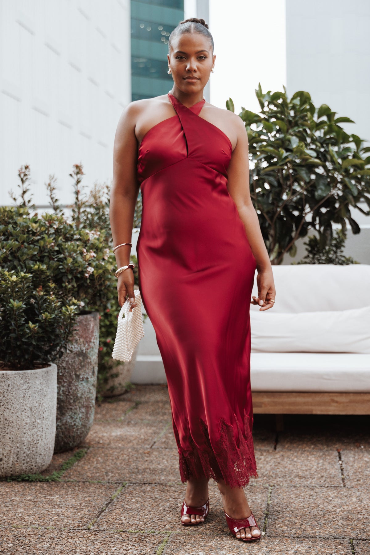 Jeannie Maxi Dress in Dark Red – view 1 of 8