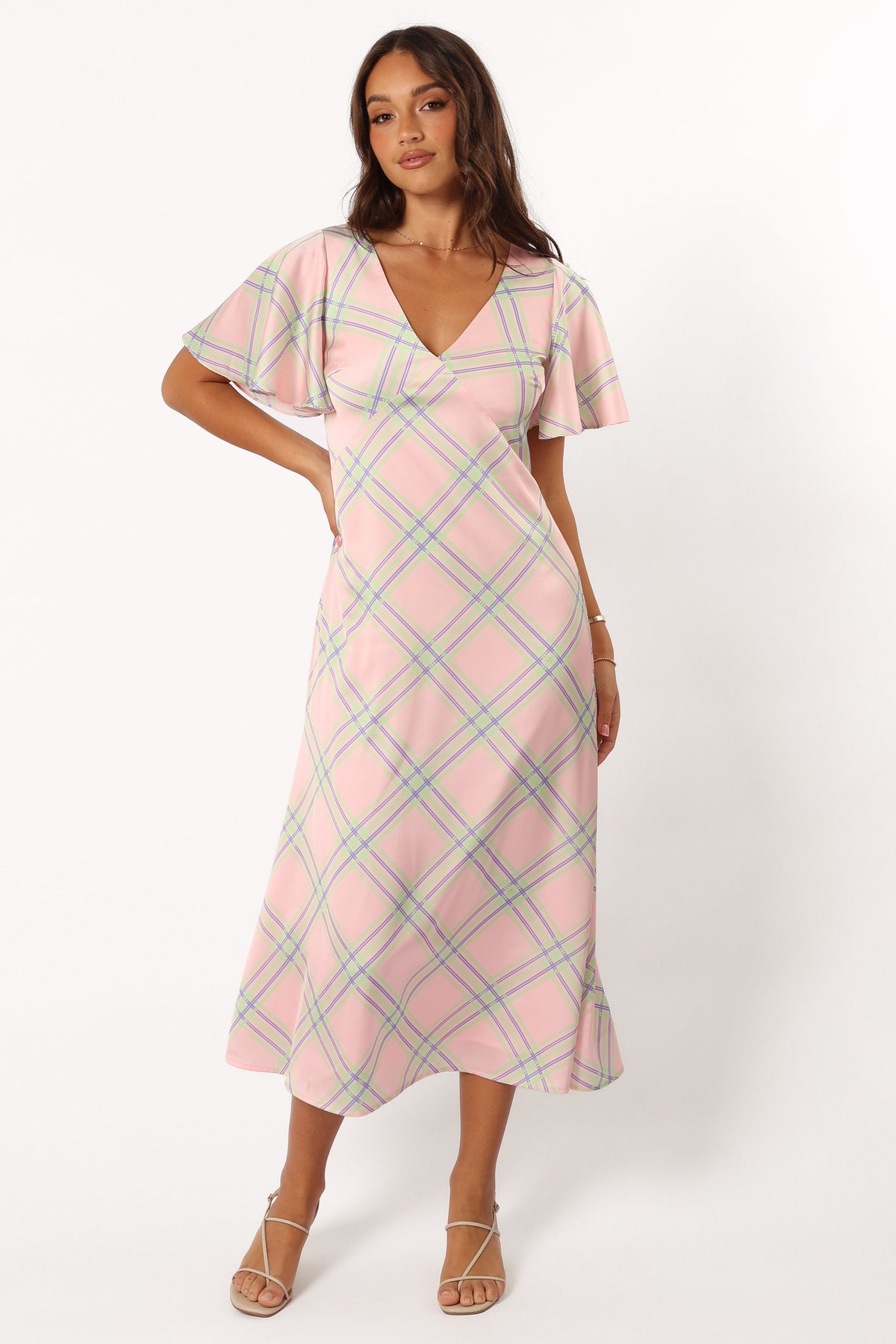 Jess Midi Dress in Pink Check – view 3 of 9