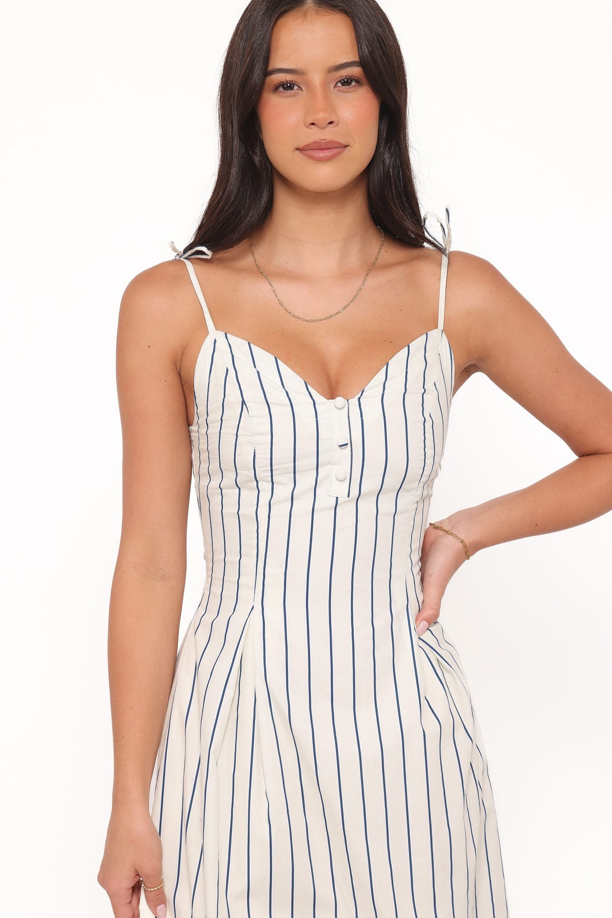 Jordin Maxi Dress in Ivory/Blue Stripe – view 3 of 8