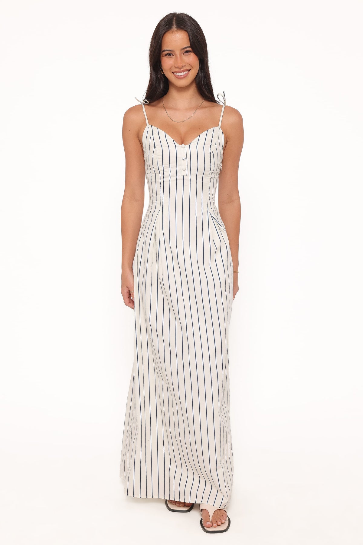 Jordin Maxi Dress in Ivory/Blue Stripe – view 2 of 8