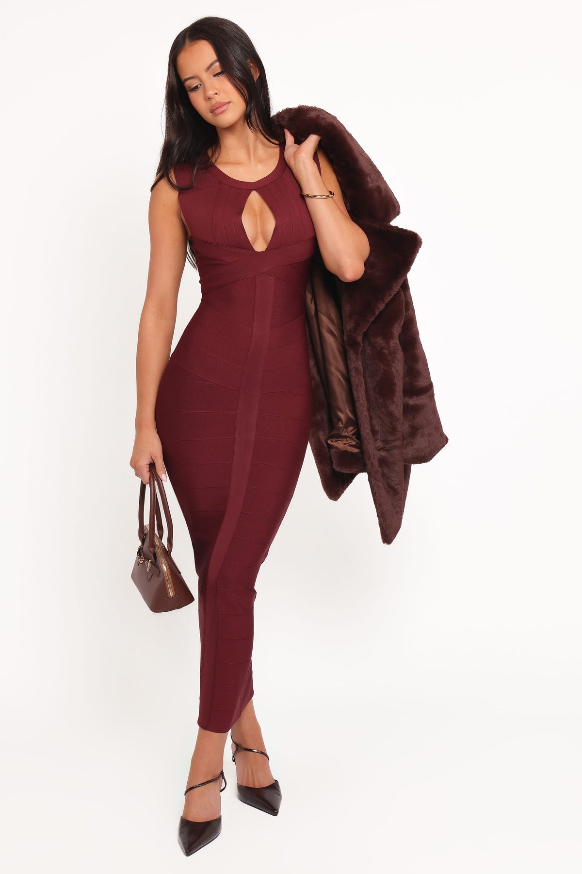 Josiah Midi Dress in Burgundy – view 1 of 6