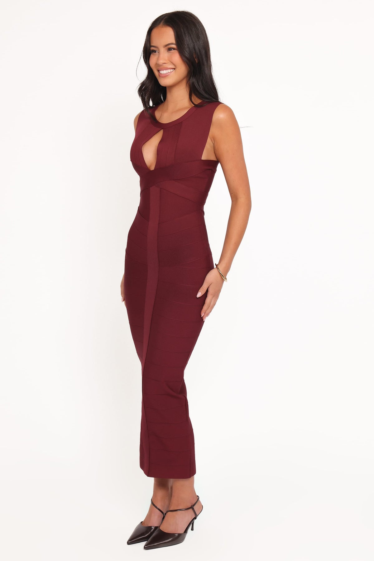 Josiah Midi Dress in Burgundy – view 3 of 6