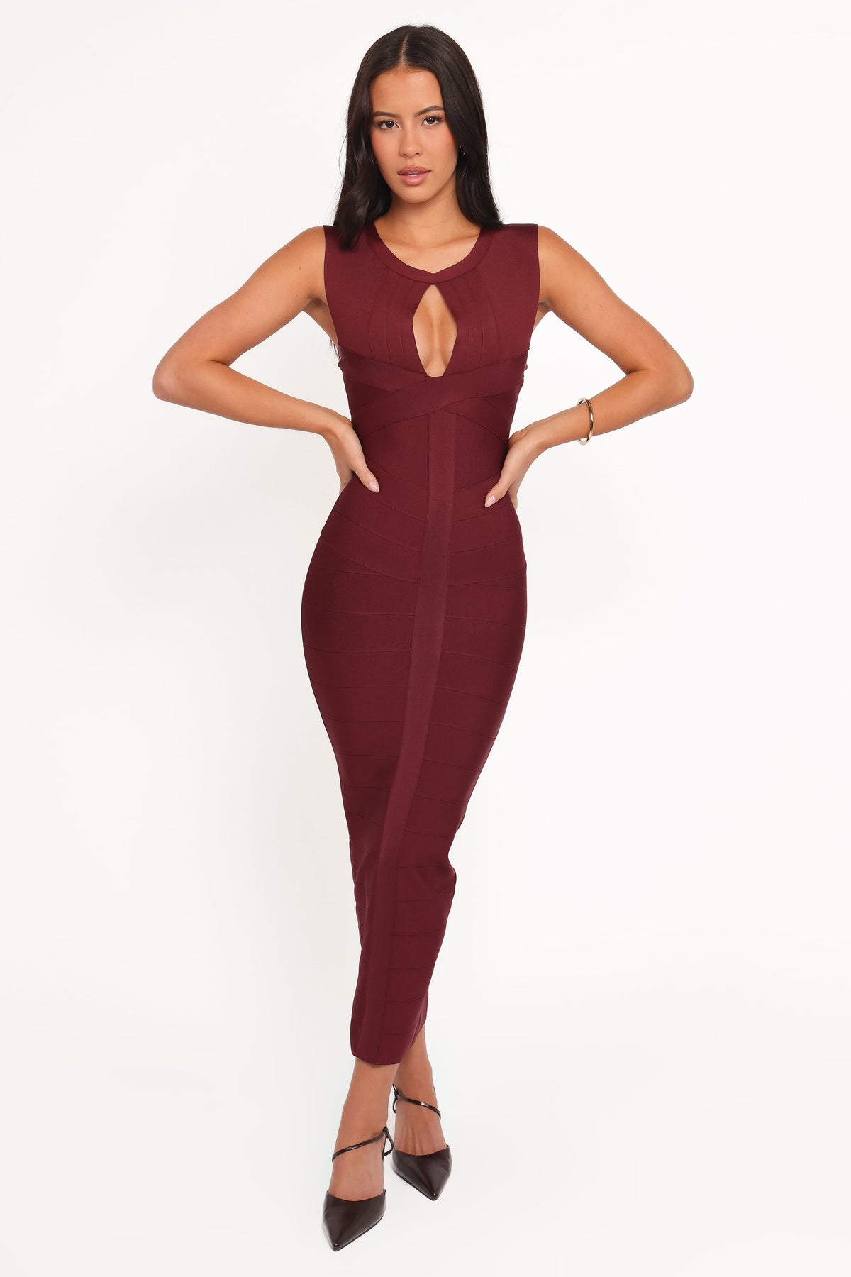 Josiah Midi Dress in Burgundy – view 5 of 6
