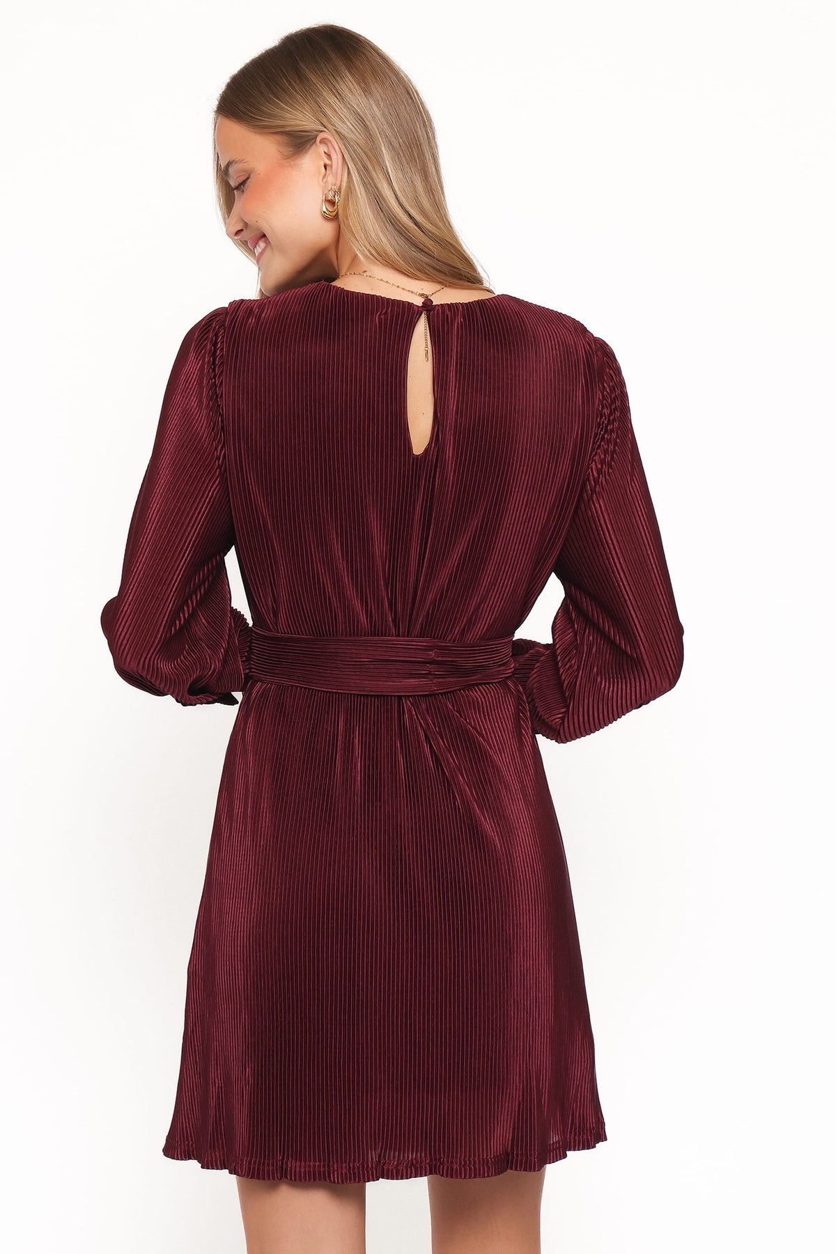 Joy Plisse Mini Dress in Burgundy – view 4 of 7