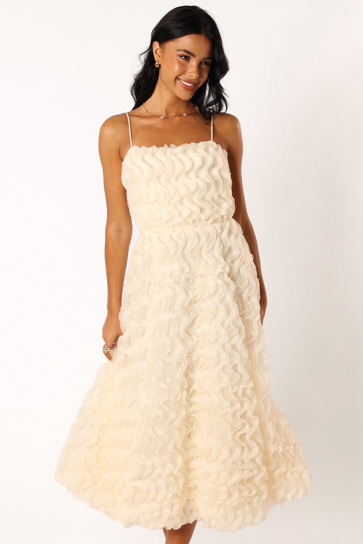 Kade Textured Midi Dress in White – view 1 of 8