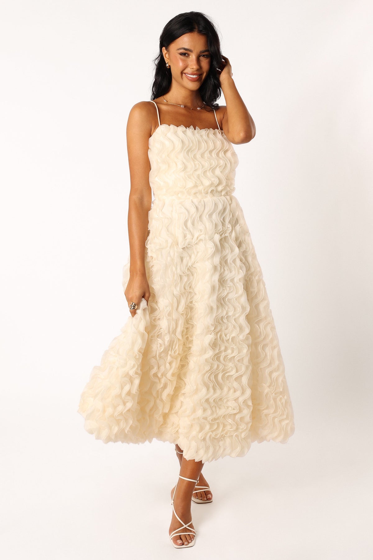 Kade Textured Midi Dress in White – view 2 of 8