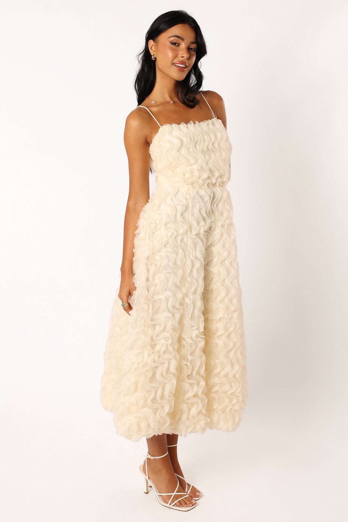 Kade Textured Midi Dress in White – view 3 of 8