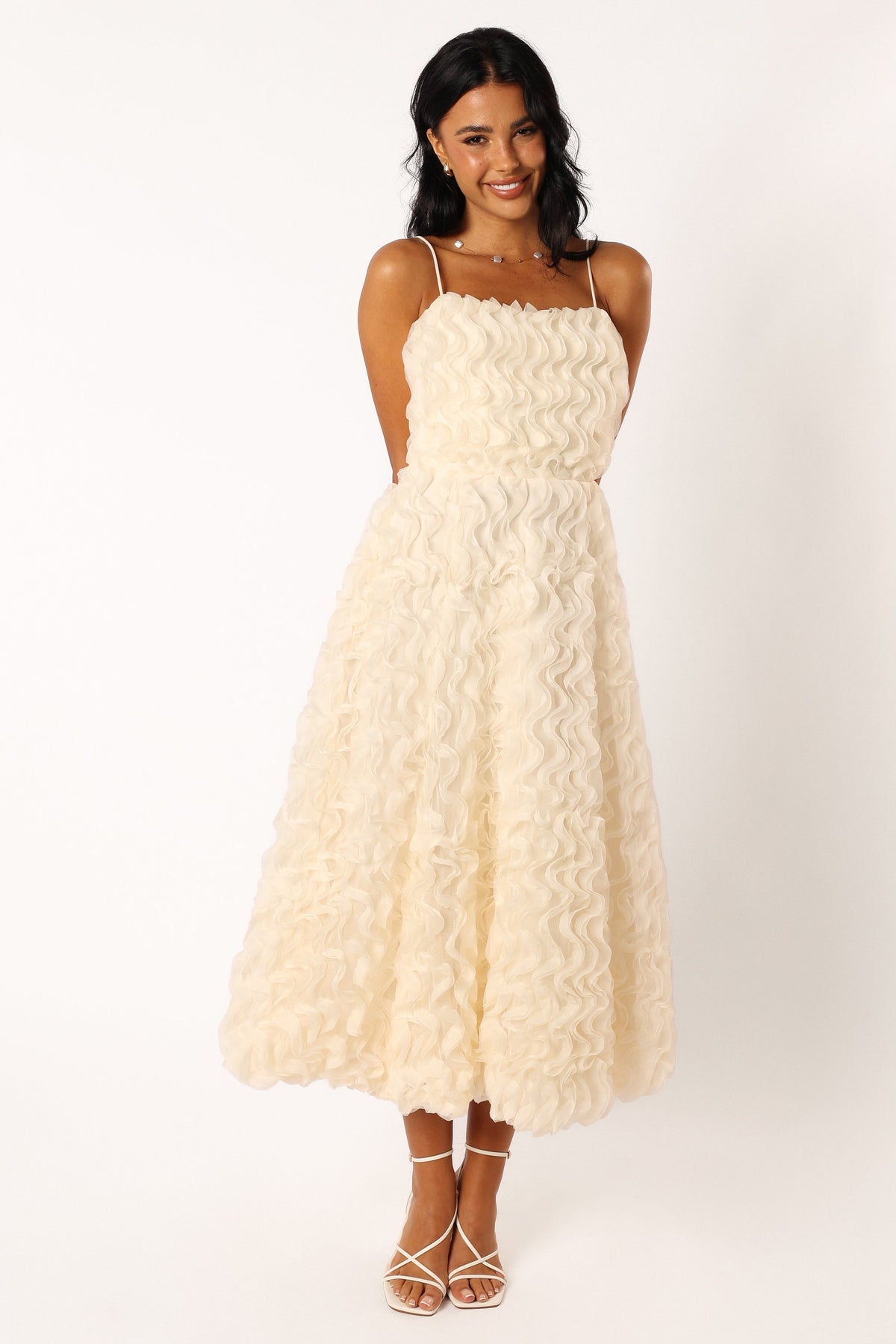 Kade Textured Midi Dress in White – view 7 of 8