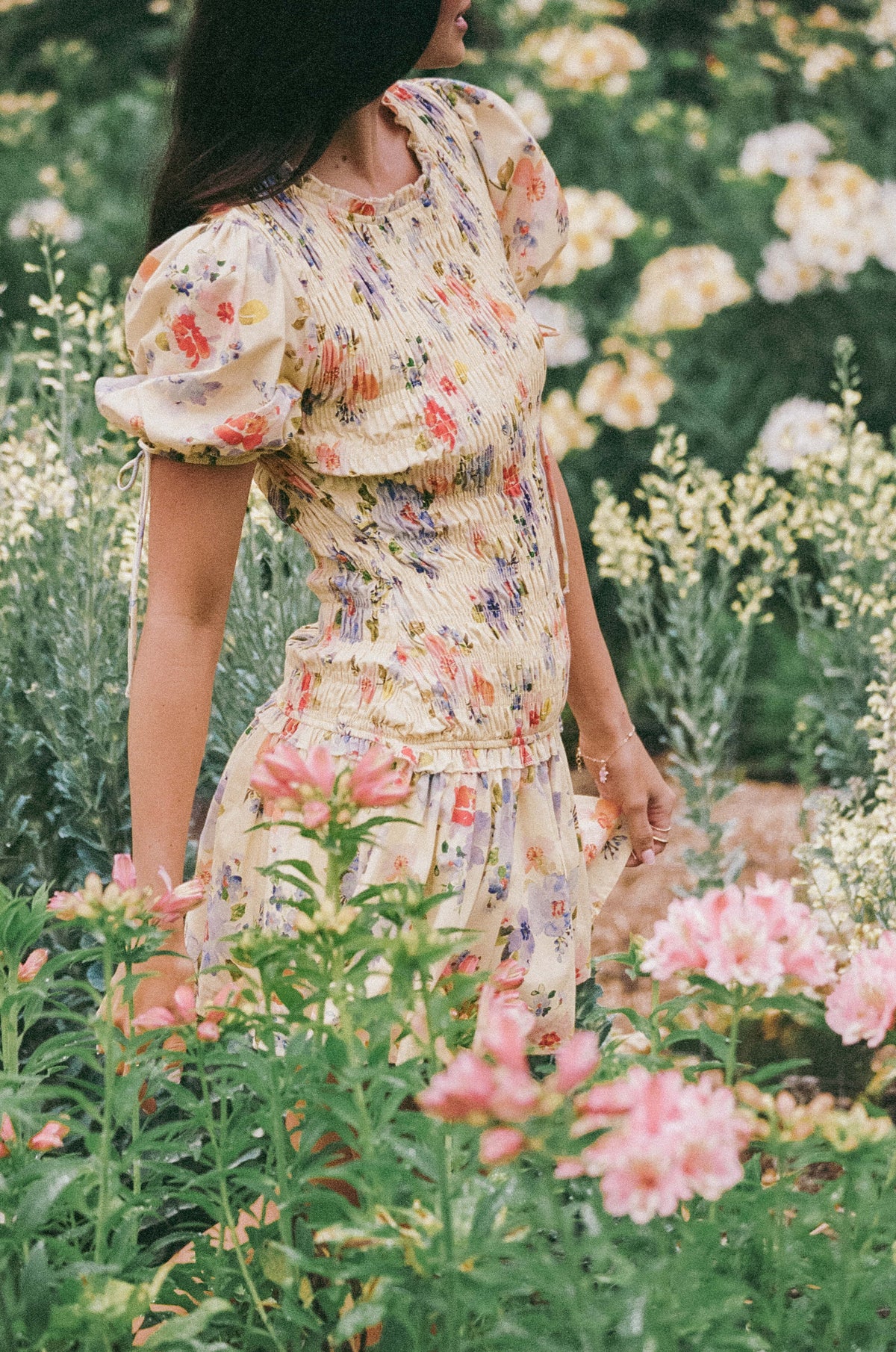Kaelyn Gather Mini Dress in Yellow Floral – view 1 of 8