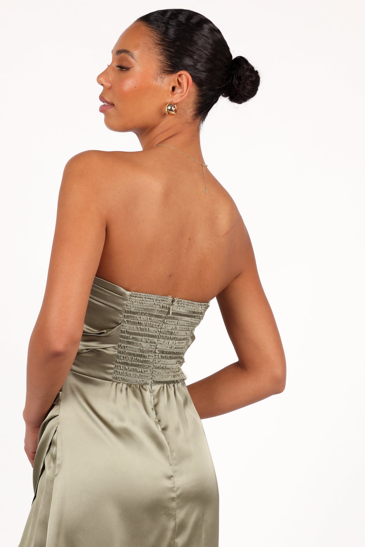 Kara Strapless Maxi Dress in Olive – view 7 of 9