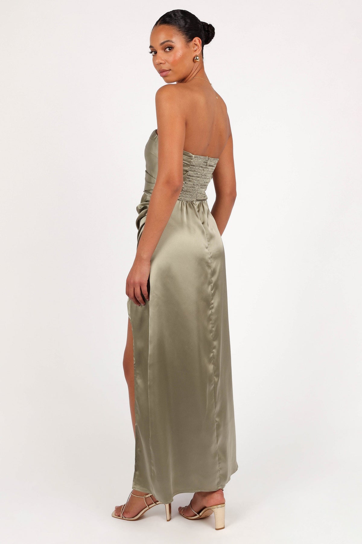 Kara Strapless Maxi Dress in Olive – view 4 of 9