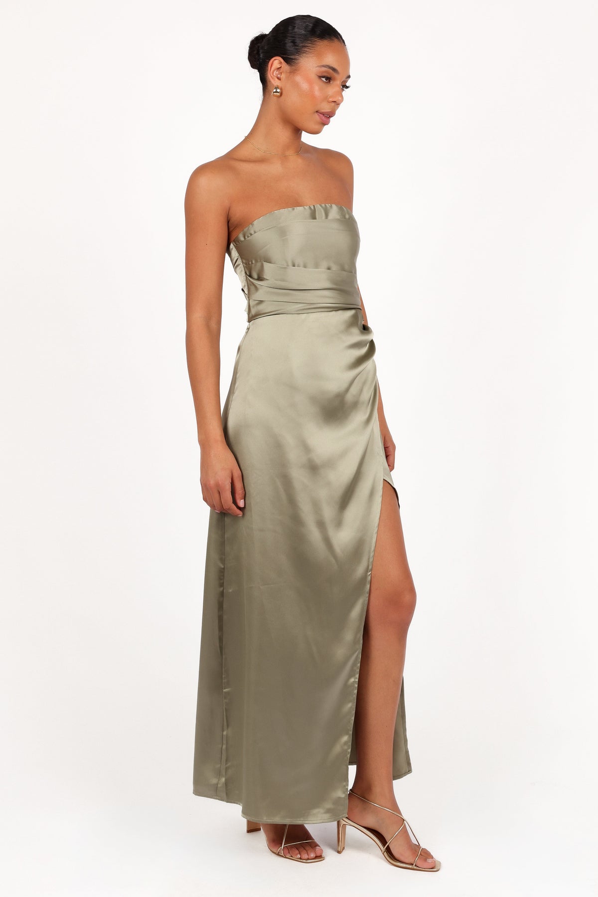 Kara Strapless Maxi Dress in Olive – view 5 of 9